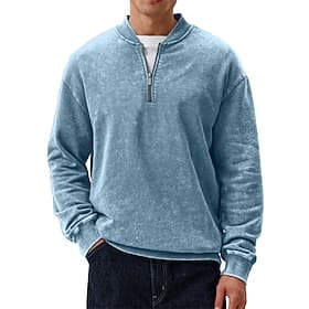 SoftFade™ Men's Sweatshirt Quarter Zip Sweatshirt Black Red Navy Blue Dark Green Purple Half Zip Plain Sports  Outdoor Daily Holiday Polyester Streetwear Basic