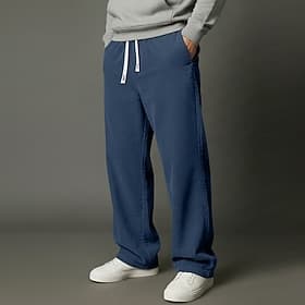 Men's Sweatpants Wide Leg Sweatpants Trousers Corduroy Pants Baggy Pants Drawstring Elastic Waist Plain Moisture Wicking Breathable Full Length Casual Daily Ou