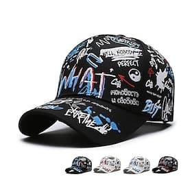 Men's Baseball Cap Sun Hat Trucker Hat White Blue Polyester Adjustable Fashion Daily Wear Hip-hop Graffiti Breathable