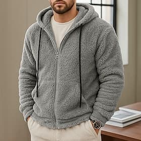Men's Hoodie Full Zip Hoodie Fleece Hoodie Blue Army Green Light Grey Dark Gray Coffee Hooded Plain Zip Up Casual Daily Sports  Outdoor Streetwear Cool Sportsw