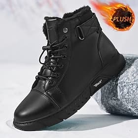 Men's Black Waterproof Winter Boots – Durable and Stylish with Plush Lining, Perfect for Cold Weather, Hiking and Outdoor Activities