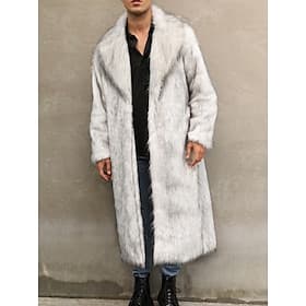 Herren Winterjacke Kunstpelzmantel Urlaub Täglich Thermowarm Fleece Herbst Winter Einfach Mode Streetwear Revers Lang Schwarz Weiß Gelb Jacken