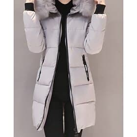 Women's Winter Coat Down Jacket Warm Comfortable Zipper Pocket Casual Solid Color Vacation Daily Wear Going out Weekend Long Hooded Regular Fit Long Sleeve Out