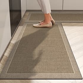 Tapis en lin pour cuisine pour couloir doux antidérapant lavable en machine long tapis de couloir absorbant résistant à l'huile facile à nettoyer tapis de coul