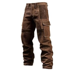 Hombre Pantalones cargo Pantalones de Pana pantalones de trabajo Pantalones de ante Retazos Multi bolsillo Pierna recta Plano Dispersor de humedad Transpirable