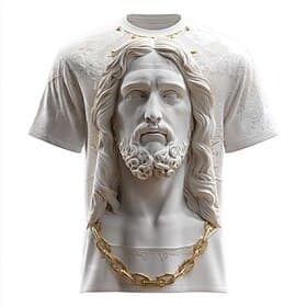 Men's Bible Optical Illusion 3D Jesus T Shirt Short Sleeve T shirt 3D Print Crew Neck Shirt Exaggerated Designer Party Daily Holiday White Summer Spring All Se