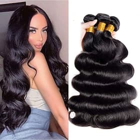 12a bundels menselijk haar 8-28 inch body wave 100% onbewerkt Braziliaans maagdelijk haar 4 bundels menselijk haar extensions snel geweven natuurlijk zwart