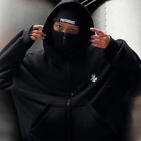 Men's Balaclava Hoodie Full Zip Ski Mask Hoodie Black White Red Hooded Plain Pocket Sports Outdoor Daily Holiday Polyester Streetwear Basic Casual Spring Fall