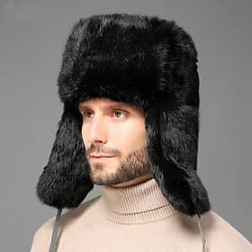 Men's Trapper Hat Ushanka Hat Aviator Hat Ear Flap Hat Winter Hats Black Yellow Polyester Fashion Vintage Style Casual Street Daily Plain Warm
