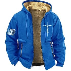 Men's Hoodie Full Zip Hoodie Sherpa Fleece Hoodie Wine Army Green Navy Blue Blue Khaki Hooded Cross Drawstring Zip Up Patchwork Sports  Outdoor Daily Holiday P