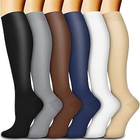 Women's Knee High Socks Outdoor Daily Holiday Solid Color Polyester Basic Classic Casual Elastic Warm 6 Pairs
