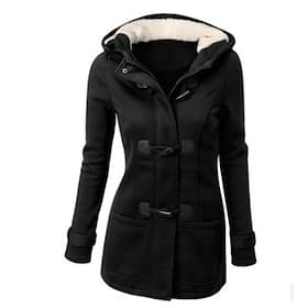 Women's Winter Coat Down Jacket Hoodie Jacket Warm Comfortable Pocket Buttons Casual Plain Vacation Daily Wear Going out Weekend Regular Hooded Regular Fit Lon