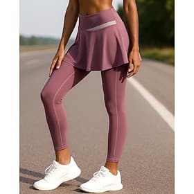 Women's Activewear Running Leggings Sports Skirt with Tight 2 in 1 High Waist Bottoms Gym Athleisure Workout Spring Fall Tummy Control Outdoor Travel Sports Ti