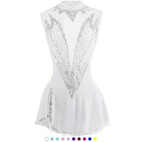 Figure Skating Dress Women's Girls' Ice Skating Dress Outfits White Pink Burgundy Open Back Mesh Spandex High Elasticity Competition Skating Wear Crystal / Rhi