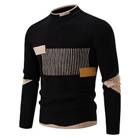 Men's Pullover Sweater Jumper Knit Sweater Ribbed Knit Regular Tops Knitted Color Block Crew Neck Fashion Basic Vacation Daily Wear Clothing Apparel Fall Winte