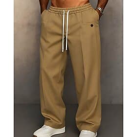 Men's Sweatpants Trousers Straight Leg Sweatpants Drawstring Pocket Elastic Waist Plain Comfort Sports Outdoor Daily Fashion Casual Black Blue Micro-elastic
