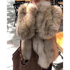 Women's Winter Coat Faux Fur Coat Warm Comfortable Buttons Casual Tie Dye Vacation Going out Weekend Long Stand Collar Regular Fit Long Sleeve Outerwear Brown