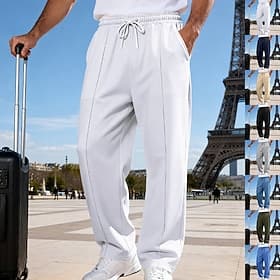 Homme Joggings Pantalons Pantalon de survêtement droit Cordon de serrage Avec Poches Taille Élastique Uni Confort Sport en Plein Air Quotidien Mode Occasionnel
