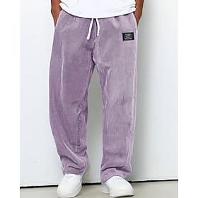 Men's Sweatpants Trousers Corduroy Pants Drawstring Pocket Elastic Waist Plain Comfort Daily Sports Outdoor Fashion Casual Blue Dark Brown Micro-elastic