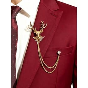 Men's Christmas Lapel Pin Brooch with Deer, Dragon, Lion, and Crown Designs, Alloy Material, Festive Accessories for Holiday Parties and Gifts, Multiple Patter