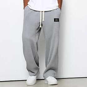 Per uomo Nido d'ape Pantaloni da tuta Pantaloni Pantaloni Larghi Pantaloni della tuta a gamba dritta Coulisse Elastico in vita Tinta unica Comodità Lunghezza i thumbnail 2