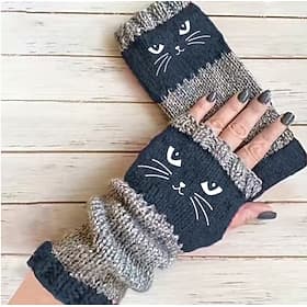 Women's 1 Pair Fingerless / Knitted Gloves Streetwear / Outdoor Gloves - Print Print
