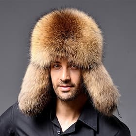 Men's Trapper Hat Ushanka Hat Aviator Hat Ear Flap Hat Winter Hats Black Brown Polyester Fleece Fashion Vintage Style Modern Contemporary Daily Wear Date Solid