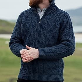 Men's Sweater Cardigan Sweater Cable Knit Regular Tops Button Up Knitted Plain Shawl Lapel Vacation Fashion Casual Daily Wear Clothing Apparel Spring Fall Navy