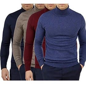 Men's Sweater Pullover Sweater Jumper Ribbed Knit Regular Tops Knitted Slim Fit Plain Turtleneck Knitwear Contemporary Casual Daily Wear Clothing Apparel Sprin