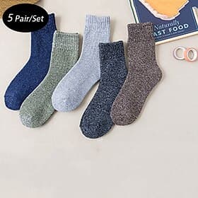 Men's 5 Pairs Multi Packs Socks Running Socks Casual Socks Black Navy Blue Color Plain Vacation Sports  Outdoor Daily Basic Warm Fall Winter Fashion Casual