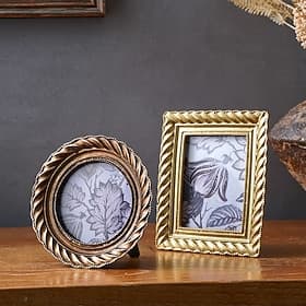 1PC Retro Spiral Pattern Photo Frame Resin Material Antique Golden Carved Home Decoration Frame Suitable for Home Desktop Decoration Photo Display and Photogra