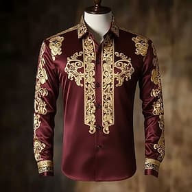 Men's Floral Print Ethnic Baroque Shirt Satin Shirt Dress Shirt Long Sleeve Vintage Retro Vacation Dailywear Summer Spring Fall Turndown 3D Print Button Up Shi thumbnail 2