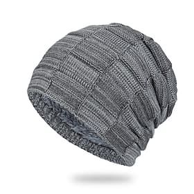 Men's Unisex Beanie Hat Winter Hats Beanies Knit Hat Winter Beanie Black Wine Polyester Knitted Breathable Cozy Daily Wear Going out Solid / Plain Color Warm
