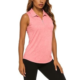 Women's Solid Colored Sport Shirt Golf Polo Shirt Tennis Shirt Sleeveless Zipper High Elasticity Moisture Wicking Breathable Tennis Golf Pickleball Turndown Zi thumbnail 2