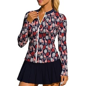 Women's Animal Cartoon Plants Floral Tops Shirt Sport Shirt Golf Polo Shirt Long Sleeve Zipper Classic Sporty UPF50 UV Resistant Trainer UV Protection High Ela