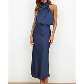 Femmes Robe Midi Robe Longue Maxi Robe Robe en Satin Robe de Bal Robe de Soirée Élégant Mode Moderne Soirée Occasion Spéciale Date Coupe régulière Mince Uni Sa