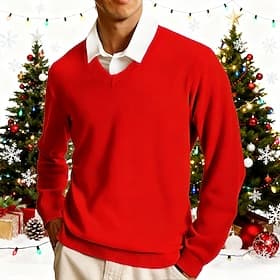 Men's Pullover Sweater Jumper Casual Sweater Knit Sweater Ribbed Knit Regular Tops Knitted Plain V Neck Fashion Casual Vacation Daily Wear Clothing Apparel Fal