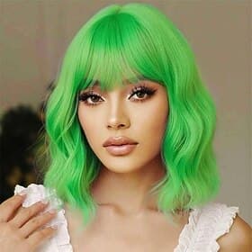 Carnival Wig 2026 Pink Blue Purple Curly Bob Short Synthetic Festival Wig Mardi Gras Parade Cosplay Costume Hair for Women