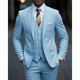 Per uomo BlazerGiletPantaloni eleganti Blazer Completi Affari Cocktail party Ricevimento di matrimonio 3 pezzi Moda Casual Primavera Autunno Poliestere Semplic