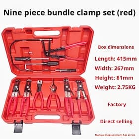 9-Piece Heavy-Duty Hose Clamp Pliers Set with Long Arm Rotating Nozzle and Flexible Line Mechanism - Heavy-duty Structure Ergonomic Handle Colored Blue Box - F