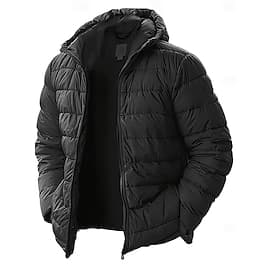 Men's Winter Coat Puffer Jacket Padded Jacket Pocket Polyster Vacation Daily Wear Date Regular Fashion Casual Comfortable Thermal Warm Fall Winter Solid / Plai
