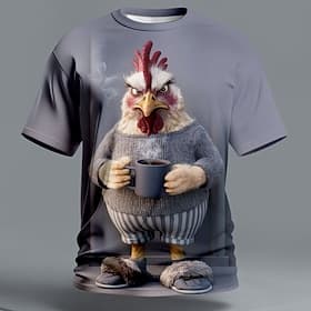 Men's Animal Rooster Funny T Shirt Short Sleeve T shirt 3D Print Crew Neck Shirt Exaggerated Designer Party Holiday Dark Gray Gray Summer Spring Clothing Appar