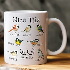 Funny Personalized Mug Custom Name Gift Humorous Nice Tits Coffee Mug Valentine's Day Gift for Wife Girlfriend  Friends Silly White Elephant Exchange Gift Fun