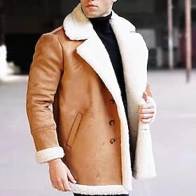 Hombre Chaqueta de Invierno Chaqueta de lana Chaqueta de sherpa Ropa Cotidiana Básico Primavera Otoño invierno Color sólido/liso Casual Diseño Regular Negro Co
