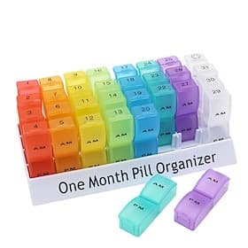 Monthly Pill Organizer 2 Times a Day, 31 Day Pill Box with AM PM Compartments, Large Monthly Medicine Organizer for Vitamins, Supplements  Medication, Travel-F