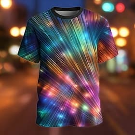 New Year Men's 3D Fireworks T Shirt Short Sleeve T shirt 3D Print Crew Neck Shirt Exaggerated Designer Artistic Club Party Street Blue 3# Blue 2# Blue 1# Fall