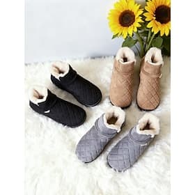 Women's Quilted Fleece-Lined Indoor Slipper Boots – Warm Cozy Winter House Shoes for Ladies, Non-Slip Soft Sole for Home, Bedroom  Relaxing