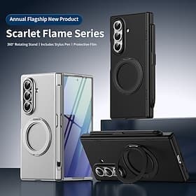 Phone Case For Samsung Galaxy Z Fold 7 Z Fold 6 Z Fold 5 Z Fold 4 Z Fold 3 Flip Cover with Stand Holder with Screen Protector Full Body Protective Retro PC Met