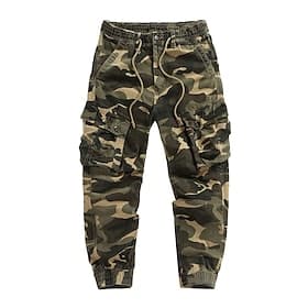 Herren Cargo-Hosen Hose Kordelzug Elastischer Bund Mehrere Taschen Tarnung Winddicht tragbar Täglich Outdoor Campen und Wandern Streetwear Stilvoll Armeegrün K