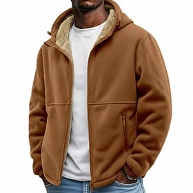 Men's Outdoor Jacket Fleece Jacket Hoodied Jacket Formal Home Hooded Fleece Fall Winter Solid Color Active Daily Hooded Regular Black Navy Blue Brown Green Jac